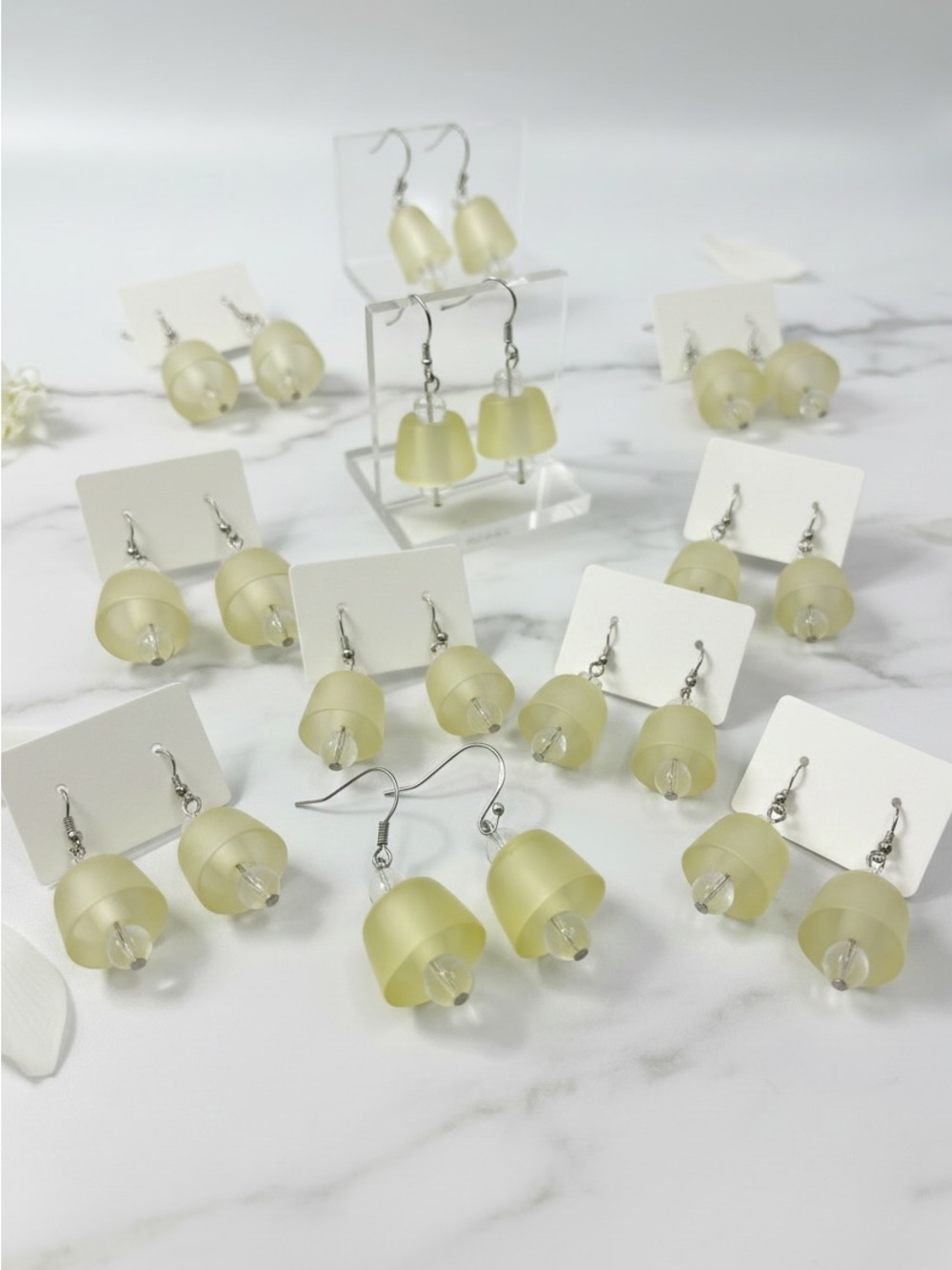 Bundle of 15 Frosted Acrylic Hoop Drop Earrings Minimalist Y2K Style NWOT